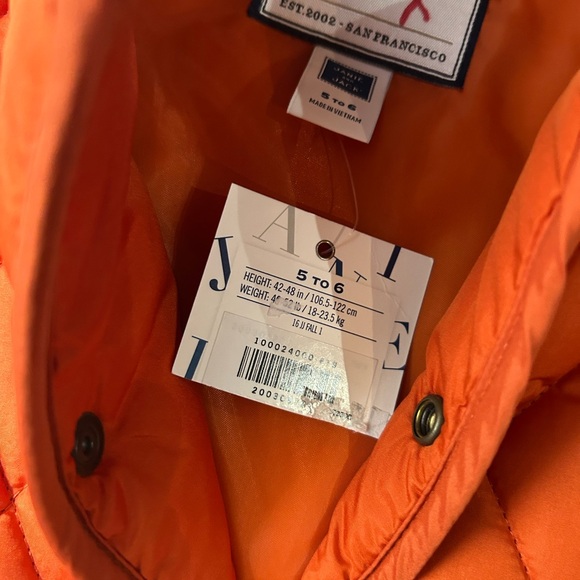 NWT JANIE AND JACK Puffer Vest Orange 5-6y - Picture 4 of 8